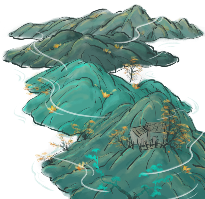 水墨中国风青山手绘免扣(2584X2511(DPI:300))psd模版下载