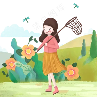 春天漂亮的女生捉蜻蜓 春天漂亮的女生捉蜻蜓