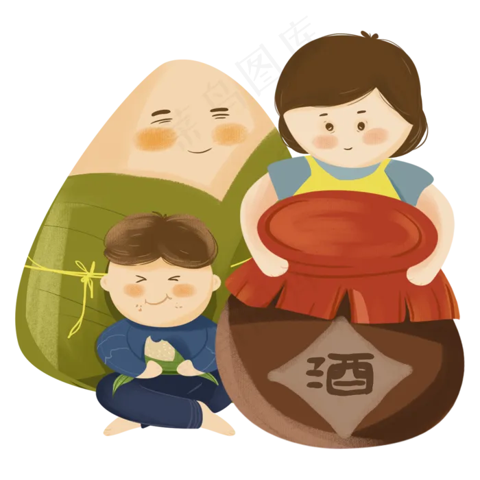 端午吃粽子卡通创意粽子(2000X2000(DPI:300))psd模版下载