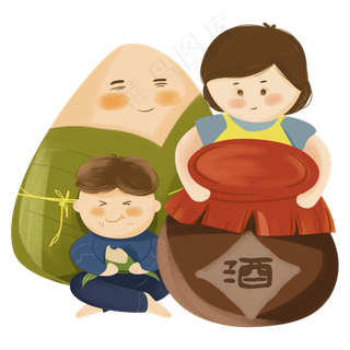 端午吃粽子卡通创意粽子