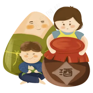 端午吃粽子卡通创意粽子