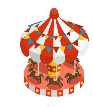 创意彩色马戏团游乐园设计,免抠元素