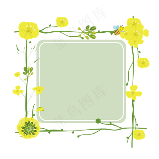 清新油菜花花朵边框,免抠元素