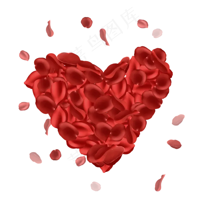 手绘卡通红色玫瑰花瓣爱心透明底(2000X2000(DPI:299))psd模版下载