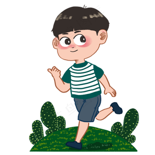 六一儿童节小男孩快乐的出去玩耍