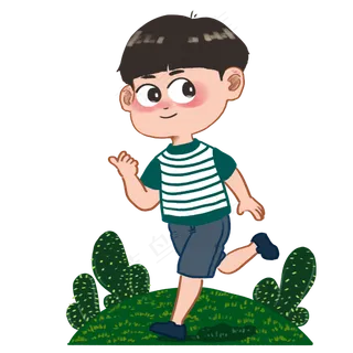 六一儿童节小男孩快乐的出去玩耍