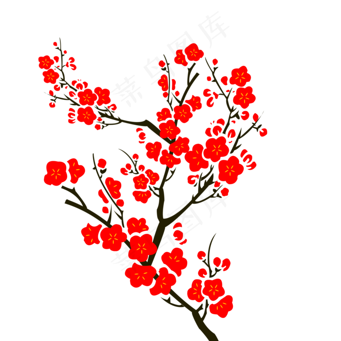 中国国花梅花红色梅花传春报喜吉(2000X2000(DPI:300))psd模版下载
