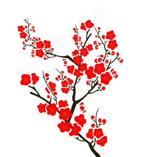 中国国花梅花红色梅花传春报喜吉