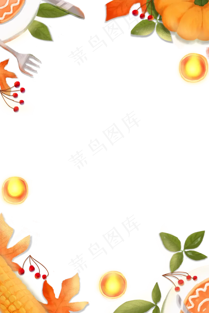 感恩节主题装饰边框,免抠元素(1000*1499px 300 dpi )psd模版下载