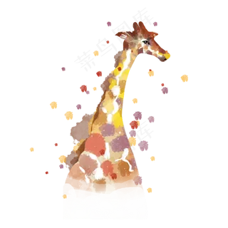 水彩动物长颈鹿素材