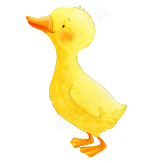 水彩行走的小鸭子,免抠元素