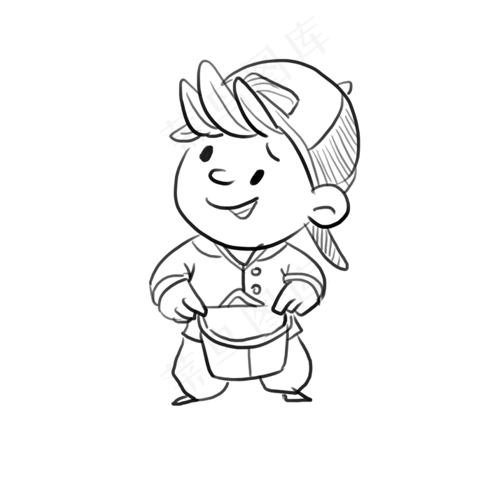 儿童节简笔速写手绘涂鸦小男孩漫(2480X2480(DPI:300))psd模版下载