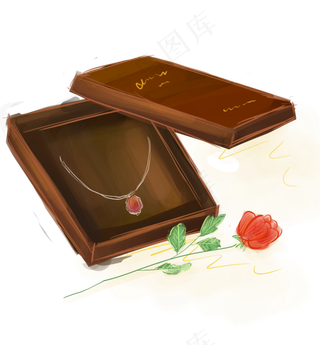 情人节项链礼盒和玫瑰花