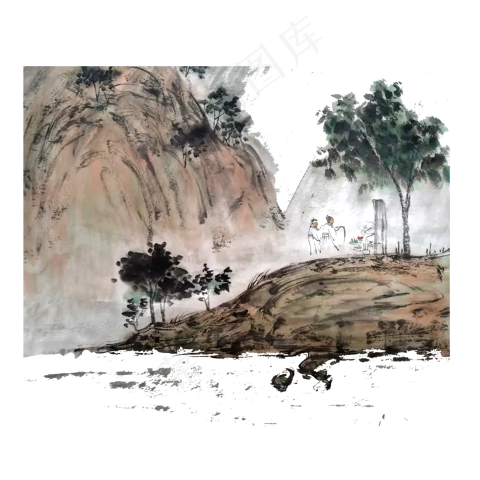 农历山水清明祭祀上坟国画水墨P(4000X4000(DPI:300))psd模版下载