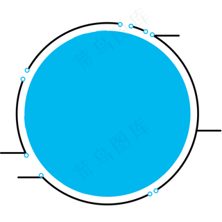 手绘创意蓝色圆形免抠图