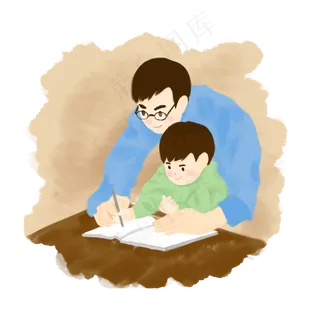 父亲节父亲教儿子写字父子温馨学