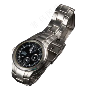 实拍男士银白色手表,免抠元素