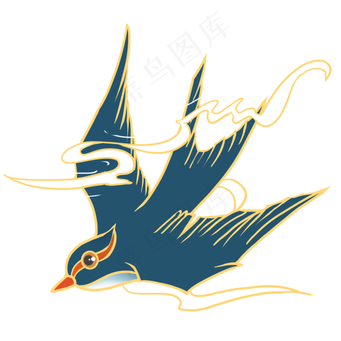 飞翔燕子国画风