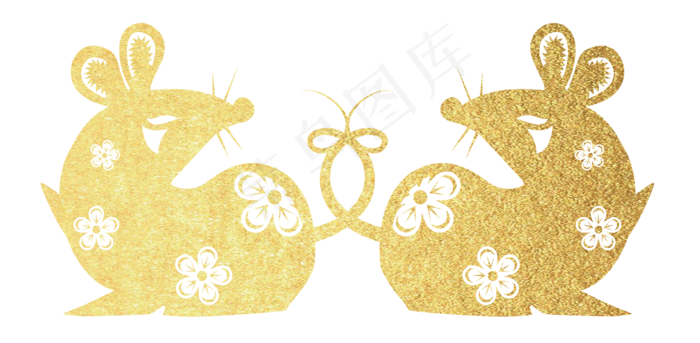 鼠年烫金老鼠剪纸窗花,免抠元素(3544*1736px 300 dpi )ai矢量模版下载