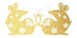 鼠年烫金老鼠剪纸窗花,免抠元素