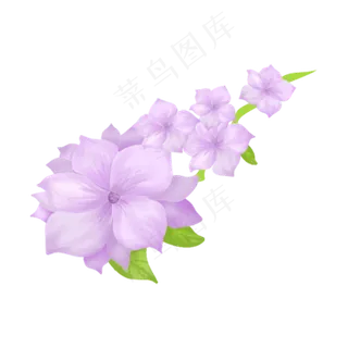 手绘花蓝紫色花瓣唯美简洁