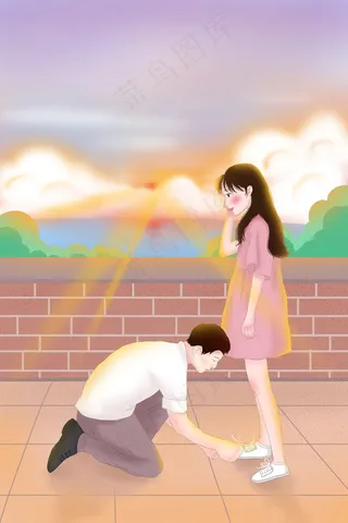 520情侣海边系鞋带