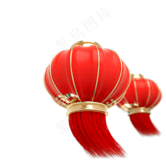 大红喜庆新年灯笼,免抠元素(2000*2000px 300 dpi )