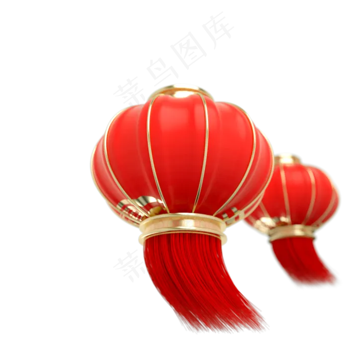大红喜庆新年灯笼,免抠元素(2000*2000px 300 dpi )