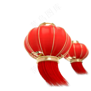 大红喜庆新年灯笼,免抠元素