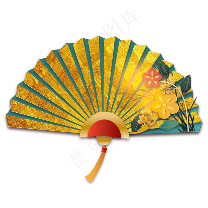 中国风烫金扇子,免抠元素(2000*2000px 300 dpi )ai矢量模版下载