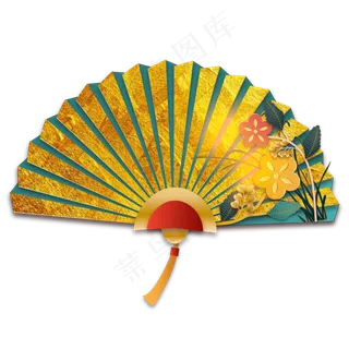 中国风烫金扇子,免抠元素 中国风烫金扇子,免抠元素