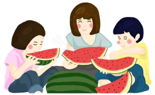 夏日小朋友吃西瓜