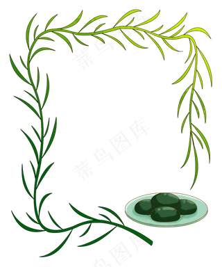 清明节柳叶青团边框免抠图