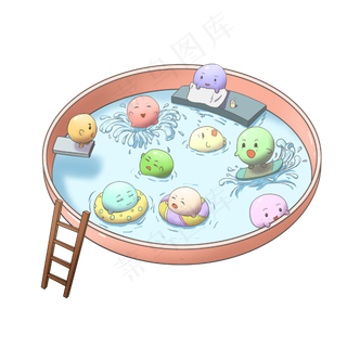 元宵节卡通汤圆碗元宵*,免抠元素