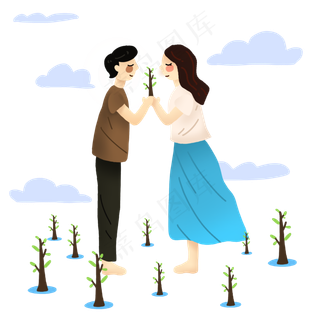 植树节情侣种树宣传