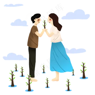 植树节情侣种树宣传