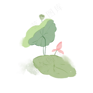 中国风水彩水墨粉色莲花