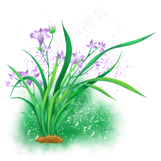 水墨水彩紫色花朵