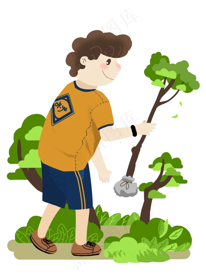植树节植树的小男孩(3000X4000(DPI:300))psd模版下载