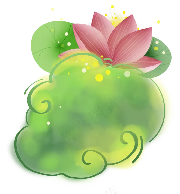 古风粉色莲花文本框,免抠元素(2000*2158px 300 dpi )psd模版下载