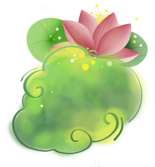 古风粉色莲花文本框,免抠元素