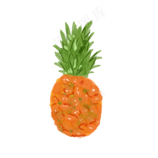 水彩小清新水果菠萝夏季