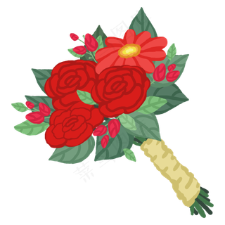 红色系手捧花PNG免抠图