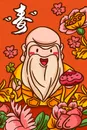 福禄寿喜中国风手绘插画