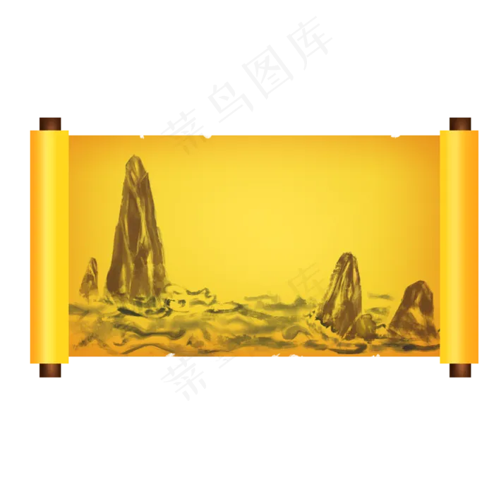 古风卷轴画轴(2000X2000(DPI:300))psd模版下载