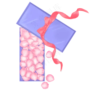 粉色玫瑰花瓣礼物盒