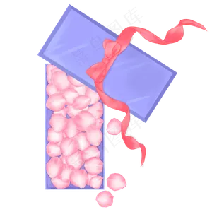 粉色玫瑰花瓣礼物盒