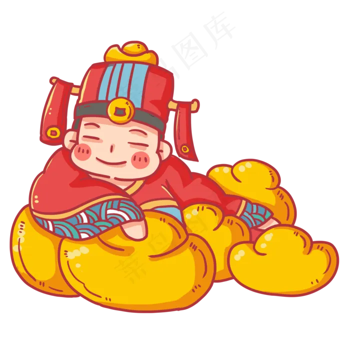 可爱卡通财神爷,免抠元素(2000X2000(DPI:300))psd模版下载