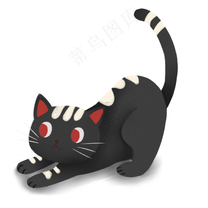 手绘卡通黑色小花猫(1500X1500(DPI:300))psd模版下载