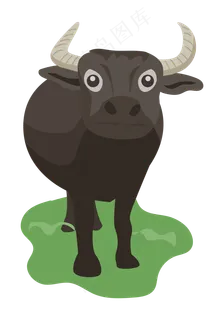 黑色的春牛手绘插画,免抠元素